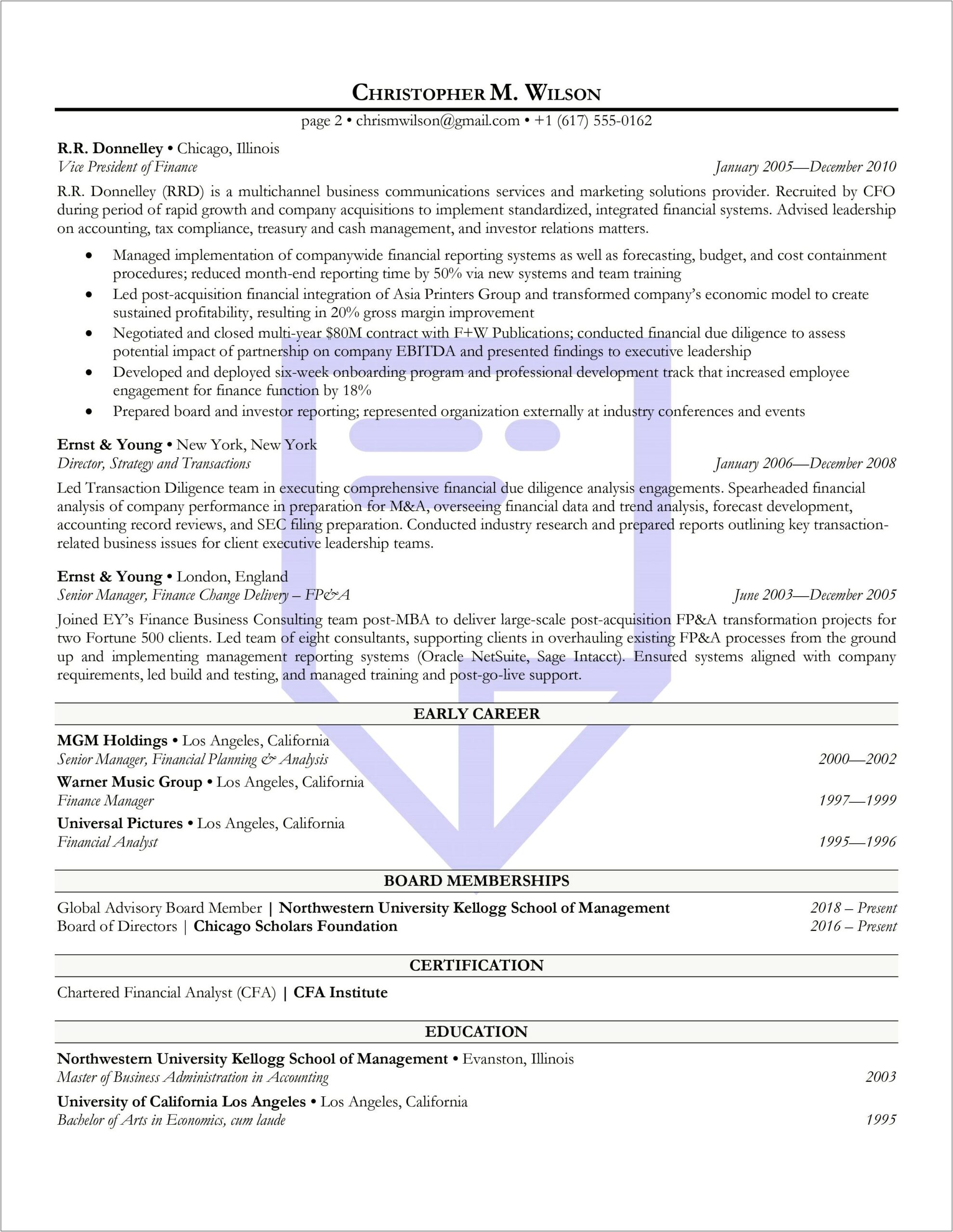 University Of Chicago Booth School Of Business Resume