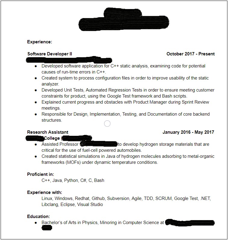 Updating Resume After Years Of Not Working