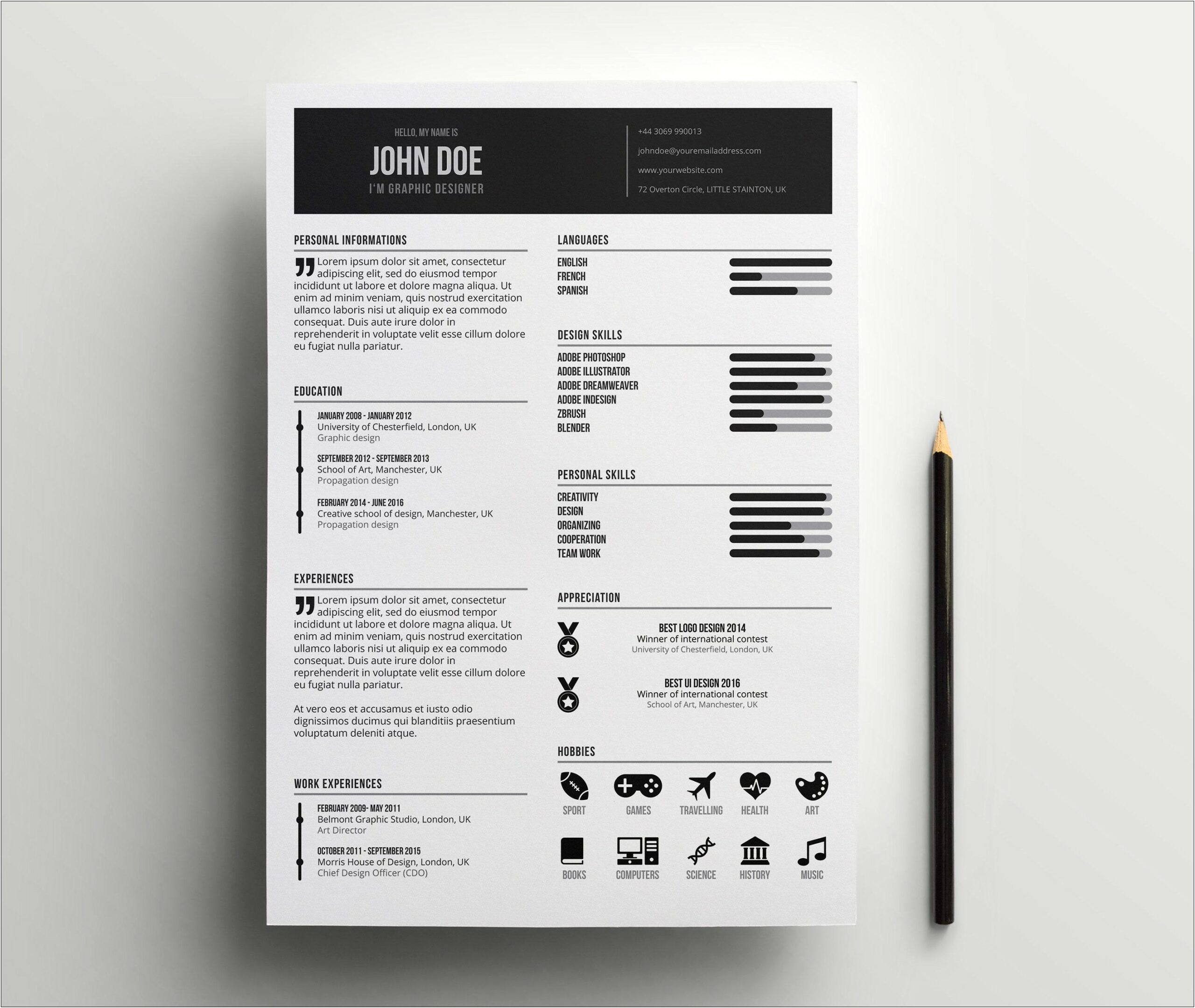 Ux Designer Resume With Dreamviewer Photoshop Free Download