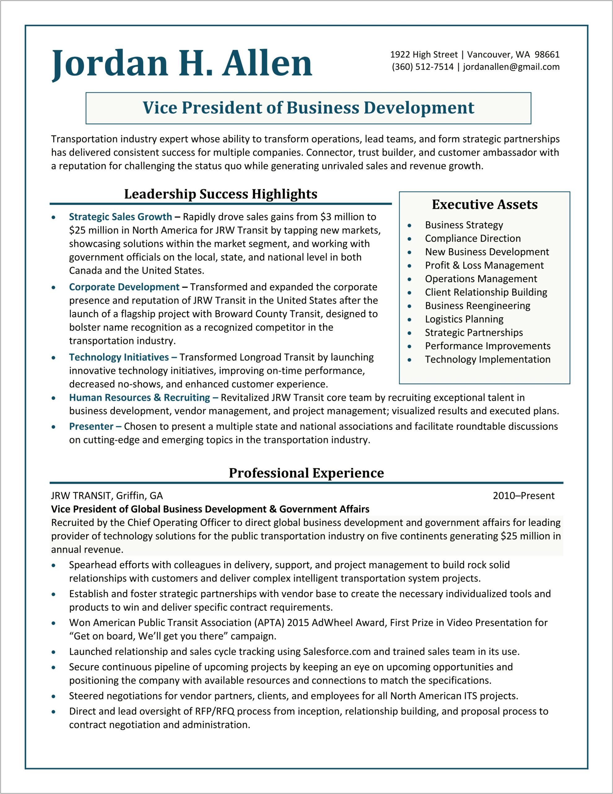 Vice President Of Operations Resume Samples