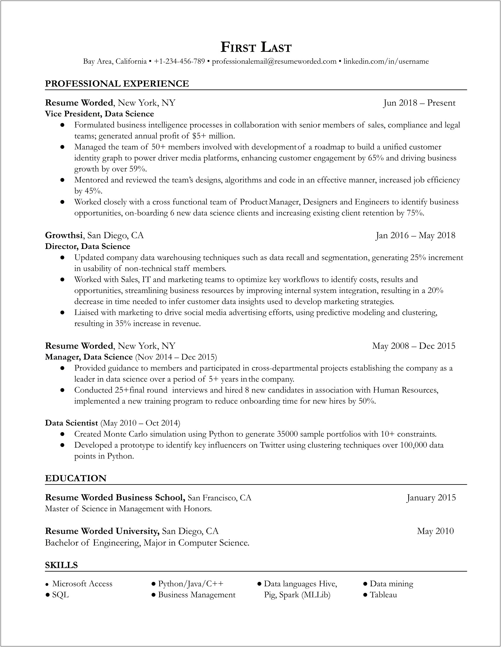 Vice President Of Operations Sample Resume