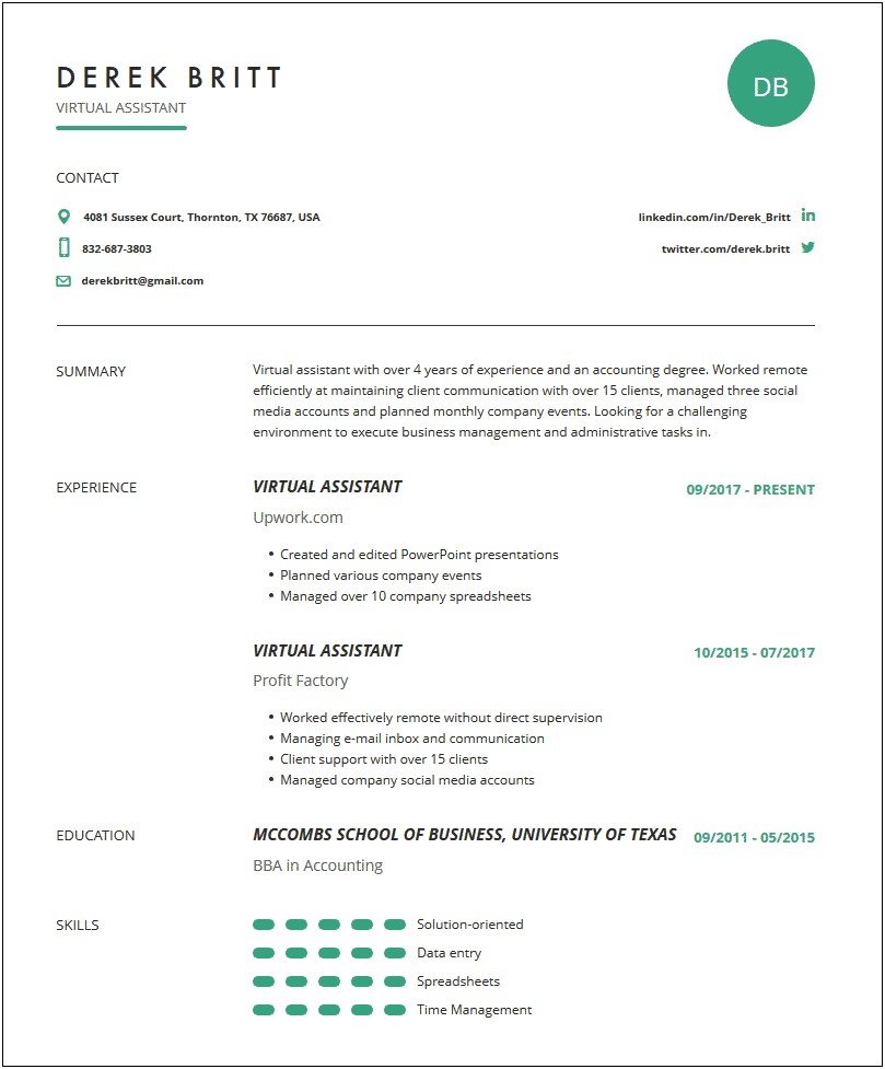 Virtual Work At Home Customer Support Resume