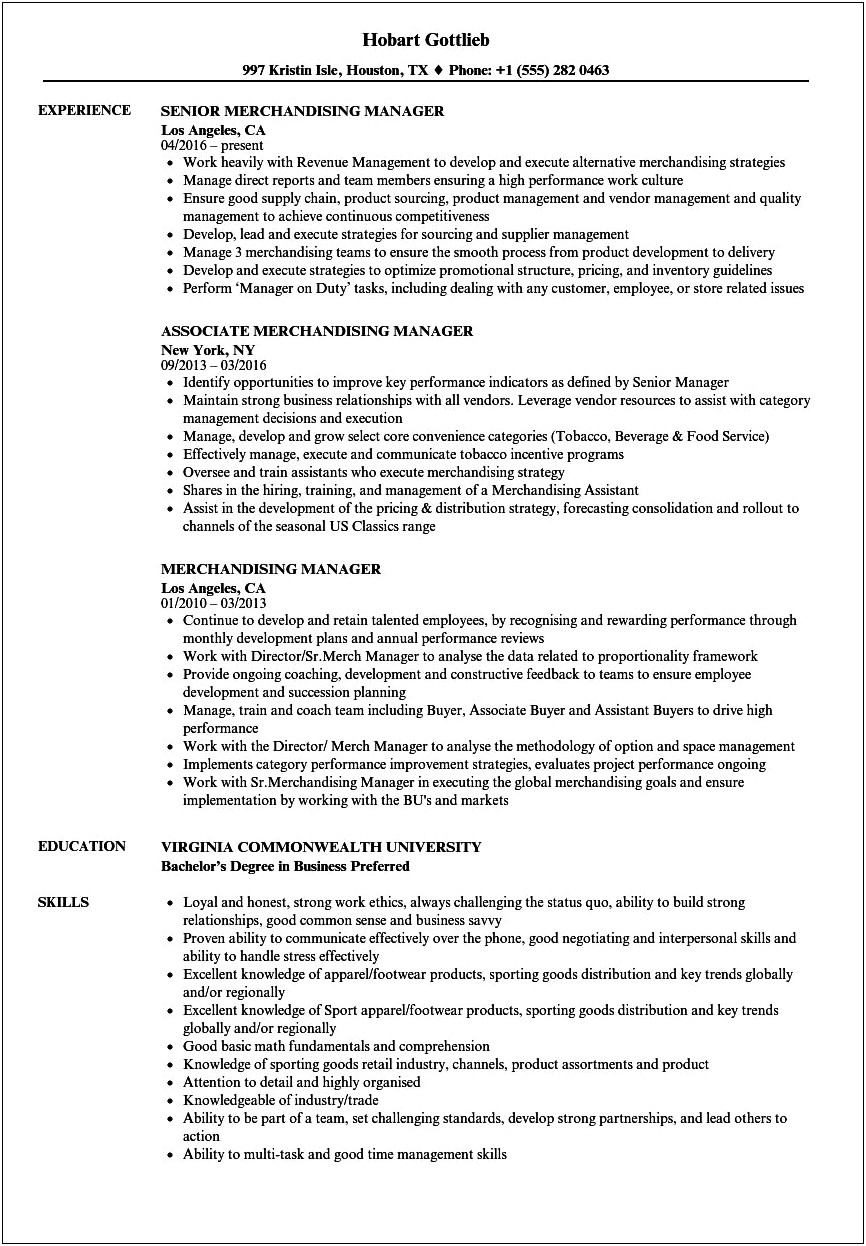 Visual Manager Resume Example Of Objective