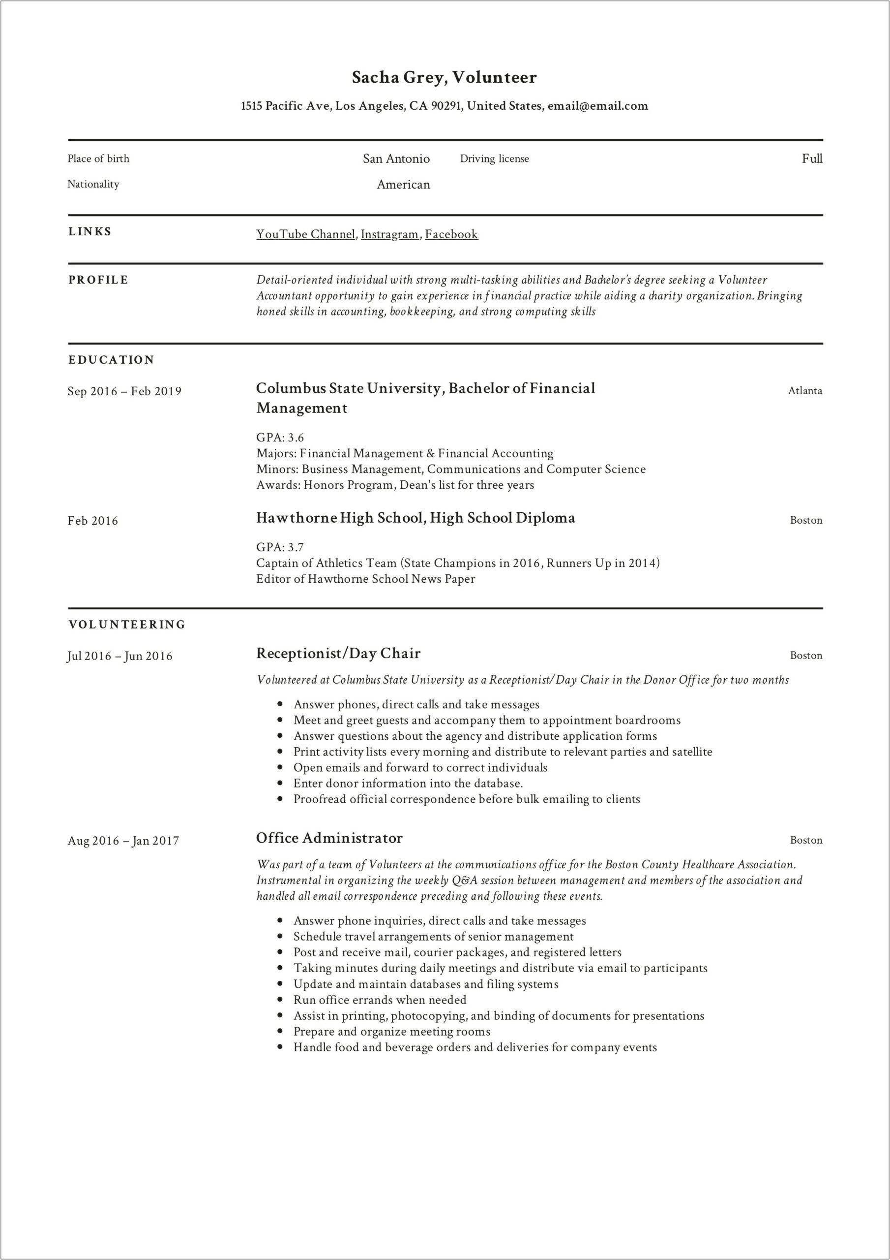 Volunteer Experience On Your Resume Examples