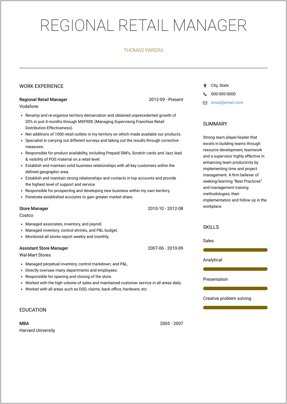 Walmart Assistant Store Manager Job Description Resume