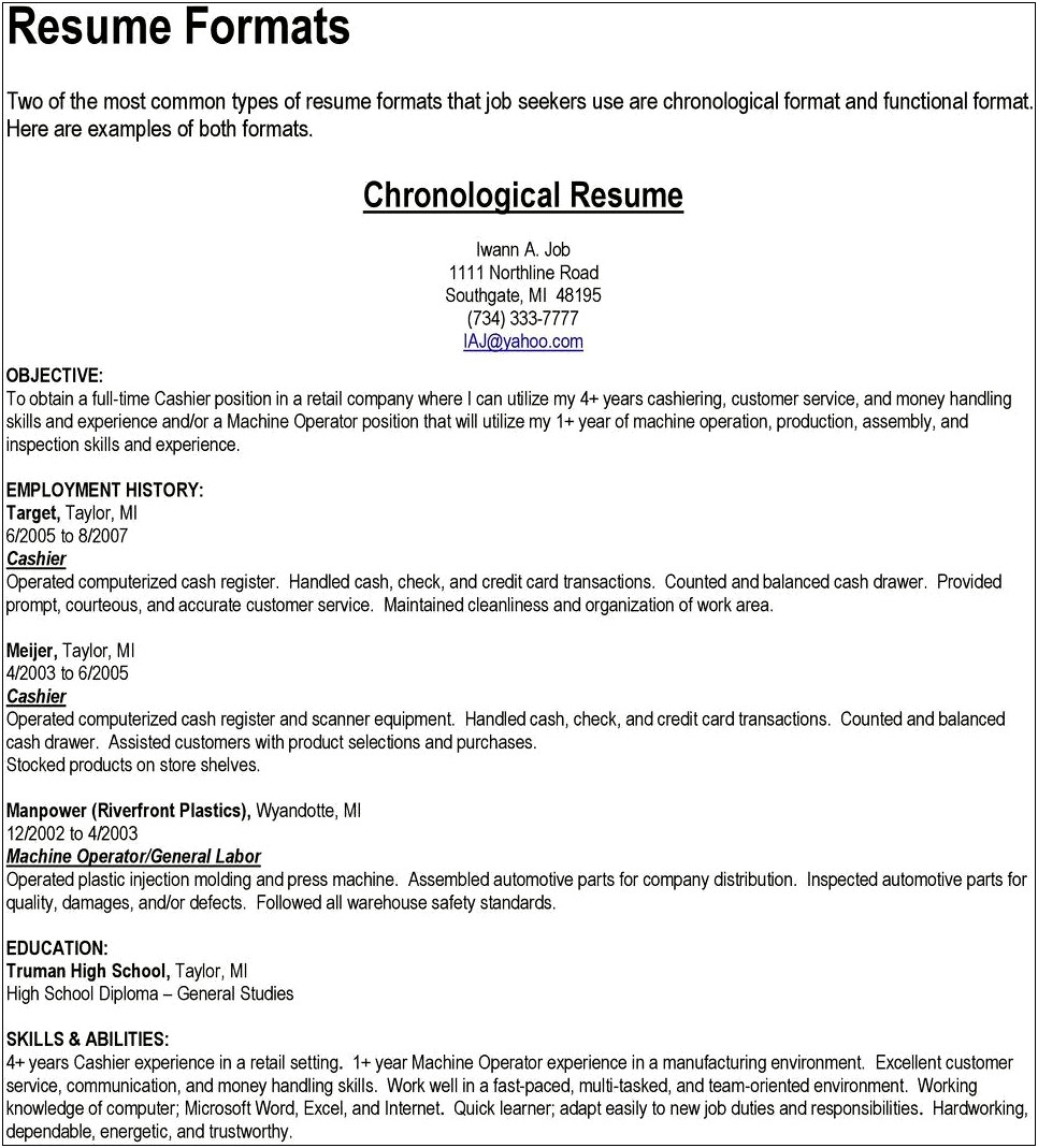 Warehouse General Labor Job Description For Resume