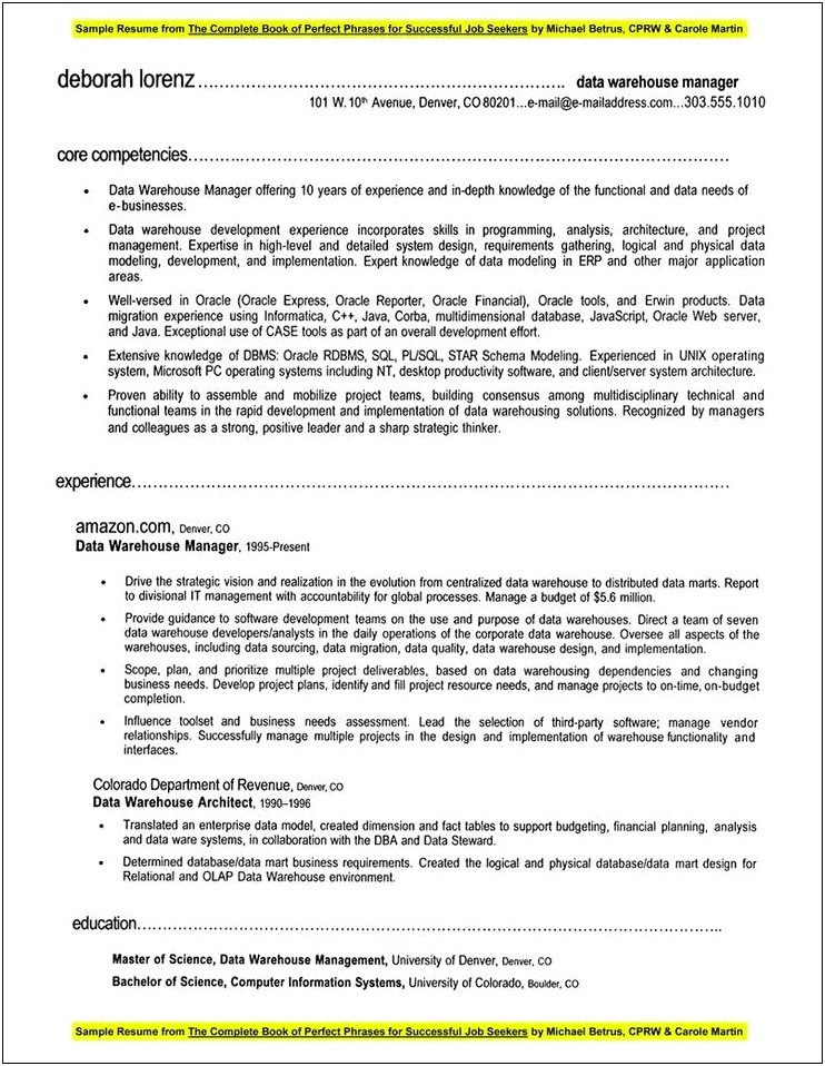 Warehouse Manager Resume Cover Letter Examples