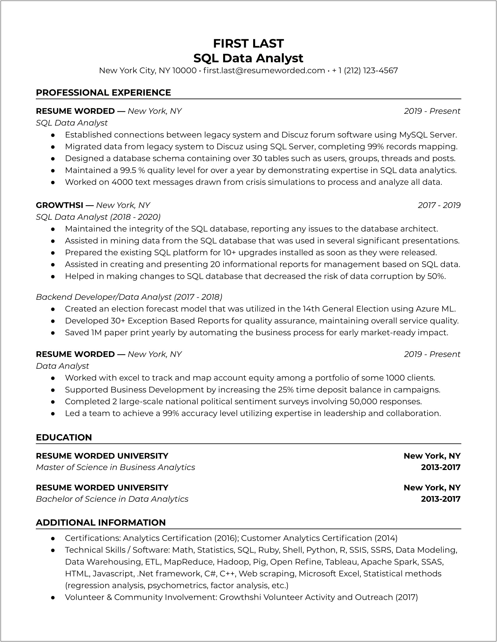 Website Where You Can Print A Sample Resume