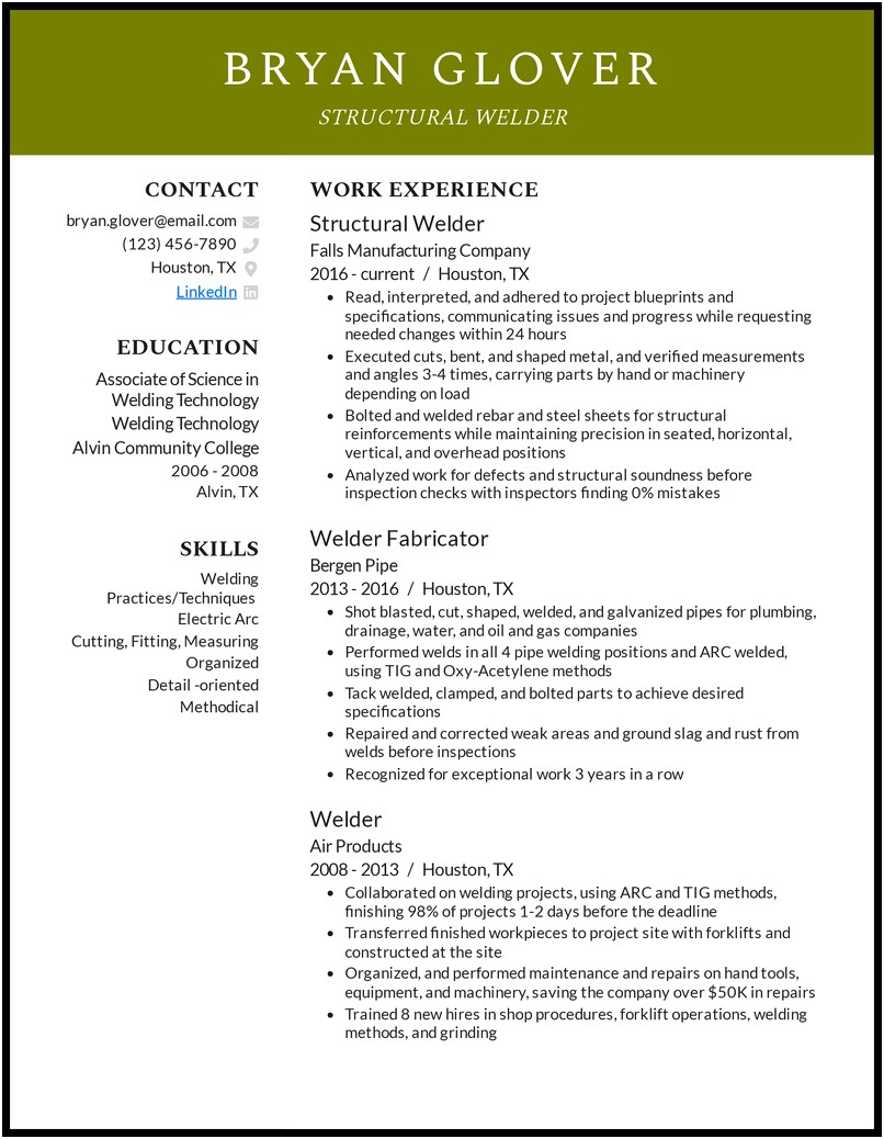 Welder Helper Job Objective For Resume