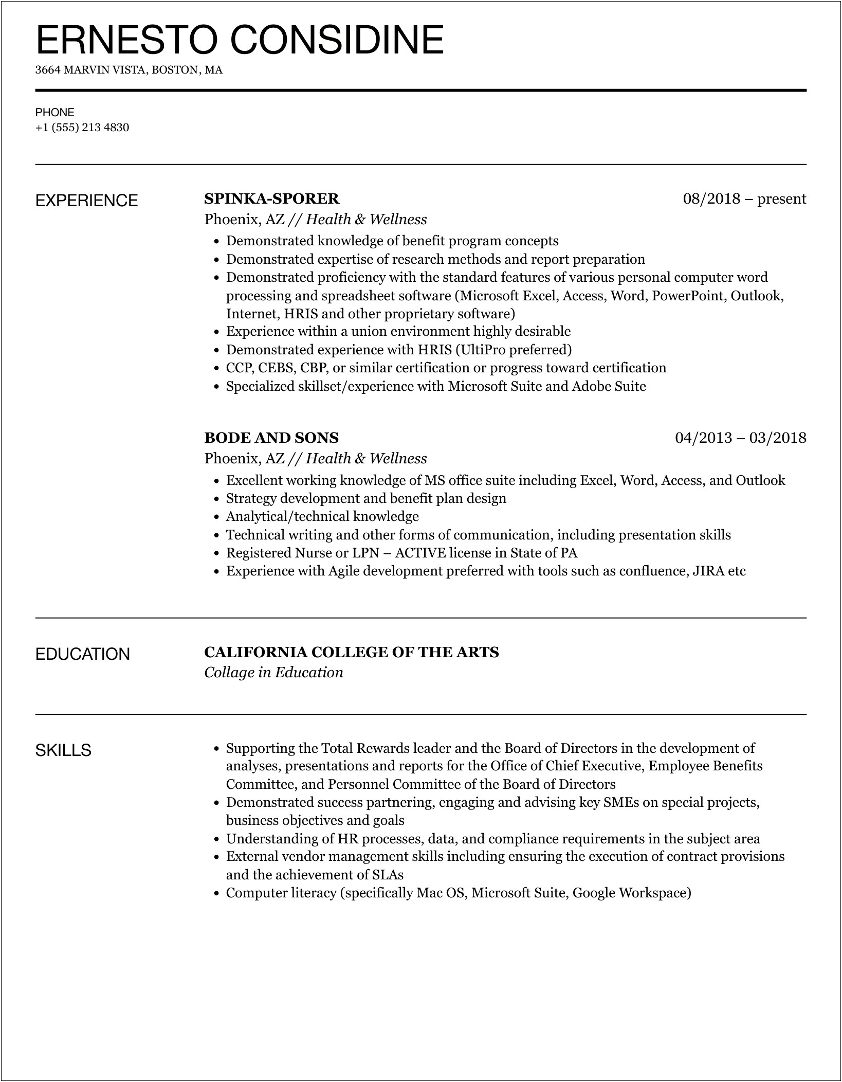 Wellness And Recovery Center Resume Job Description Sample