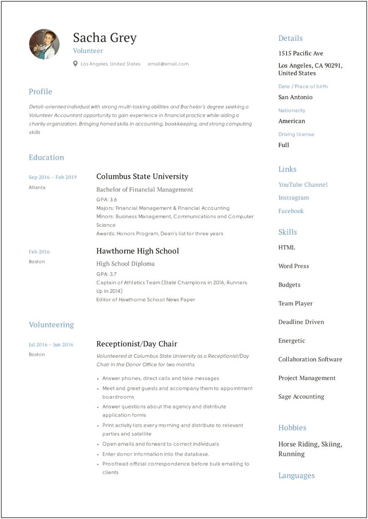 Where To Include Clinical Volunteer Work In Resume