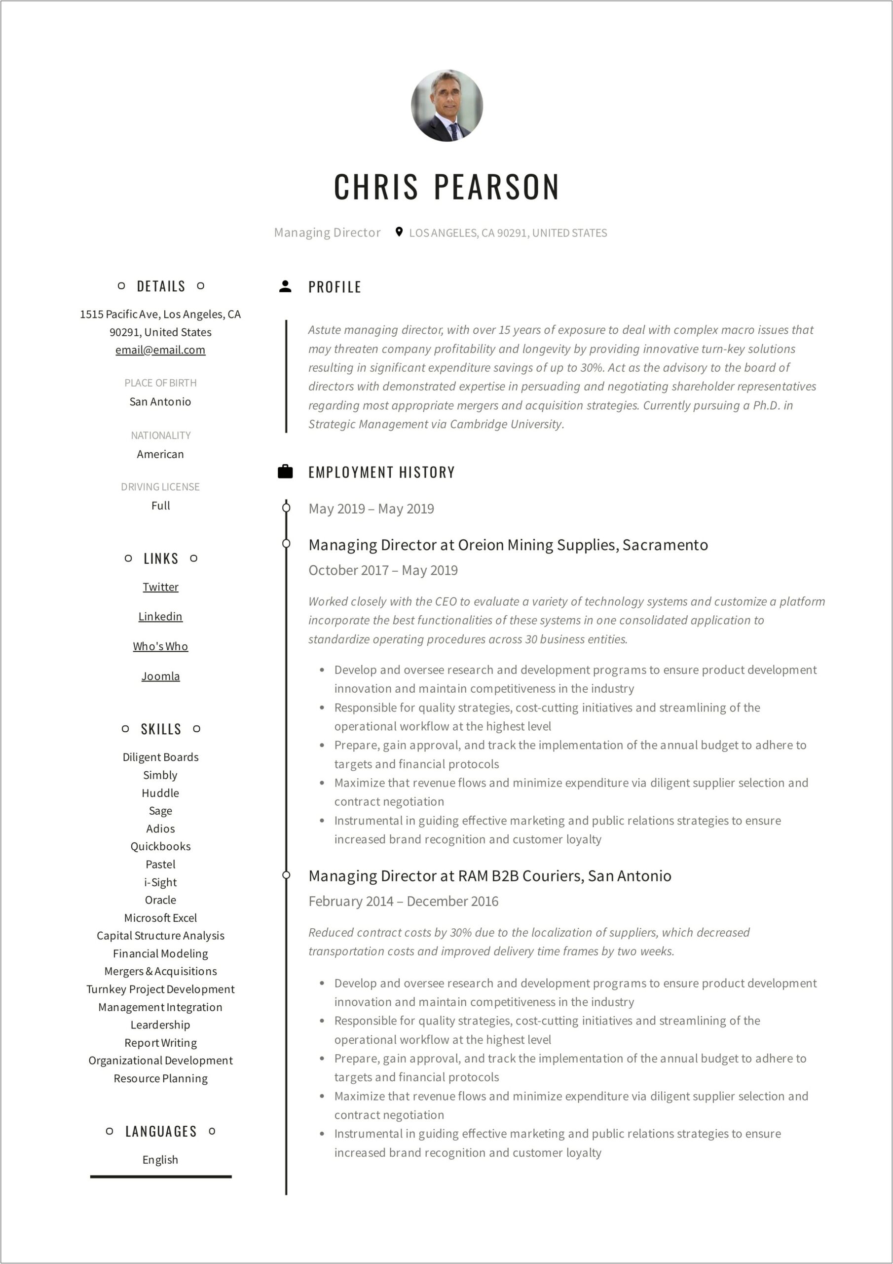 Where To Put Board Of Directors On Resume