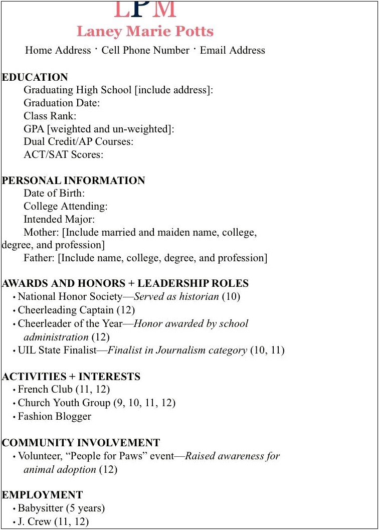 Where To Put College Sorority Info On Resume