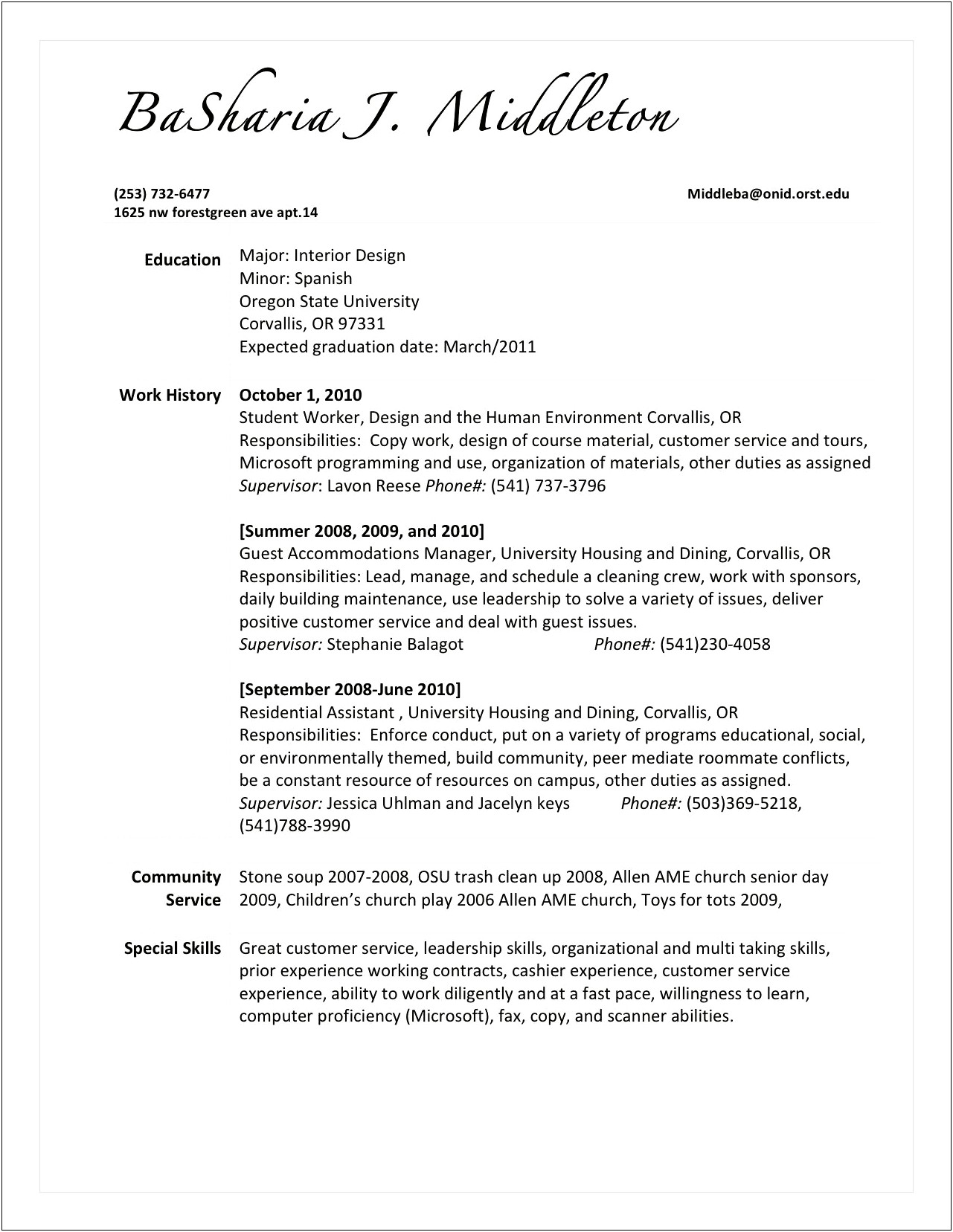 Where To Put Community Services In Resume