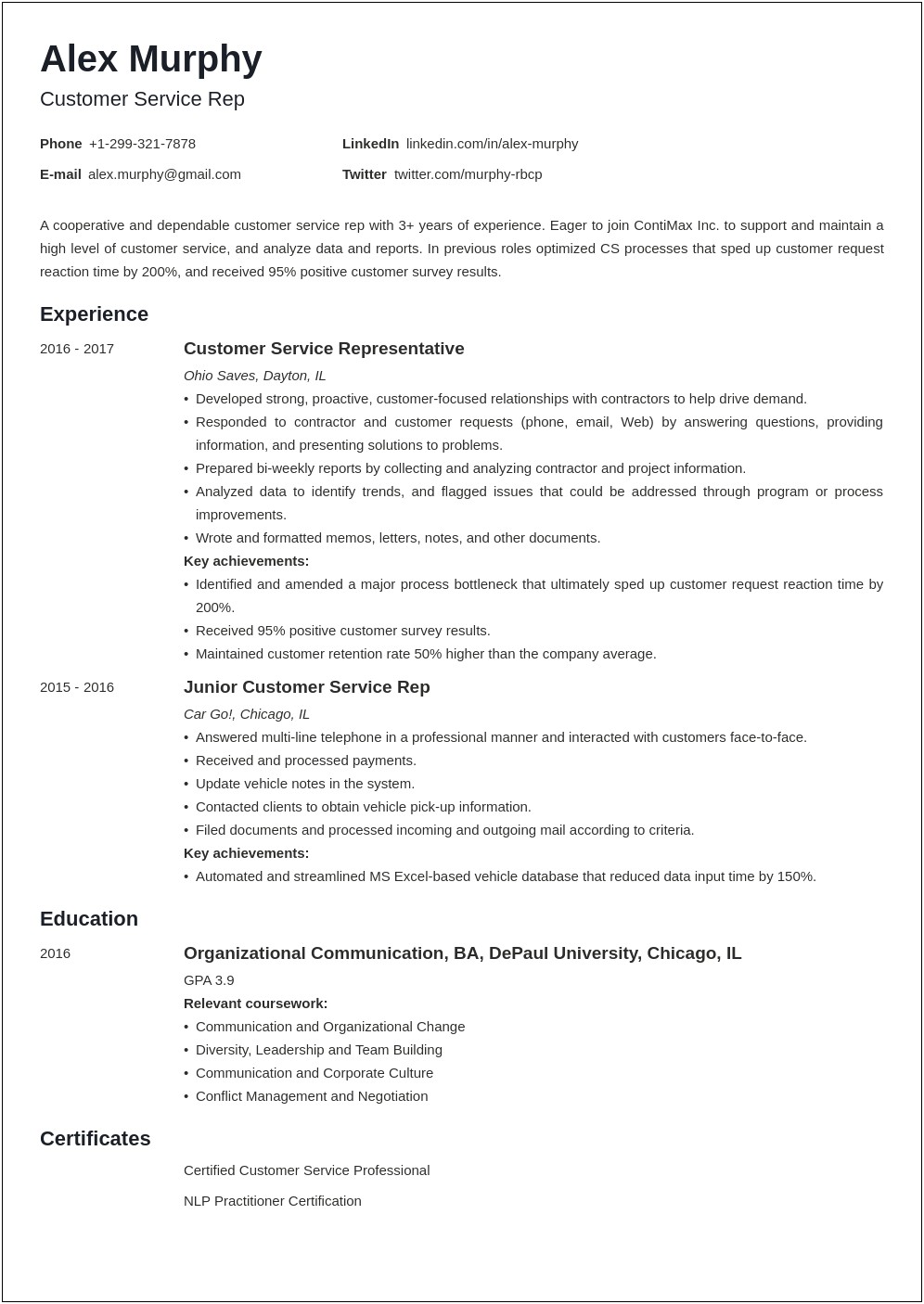 Where To Put Coursework On Resume