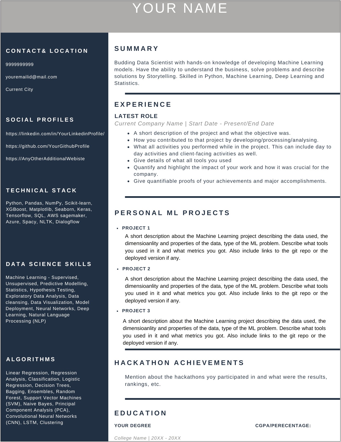 Where To Put Machine Learning In Resume