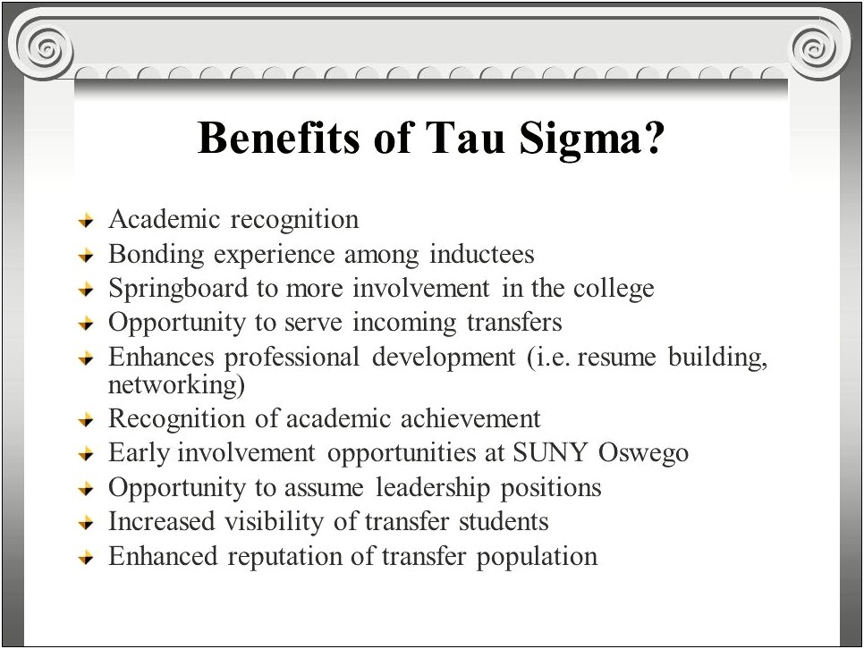 Where To Put Pi Tau Sigma On Resume