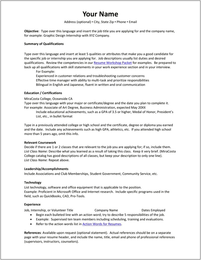 Where To Put Relevant Coursework On Resume