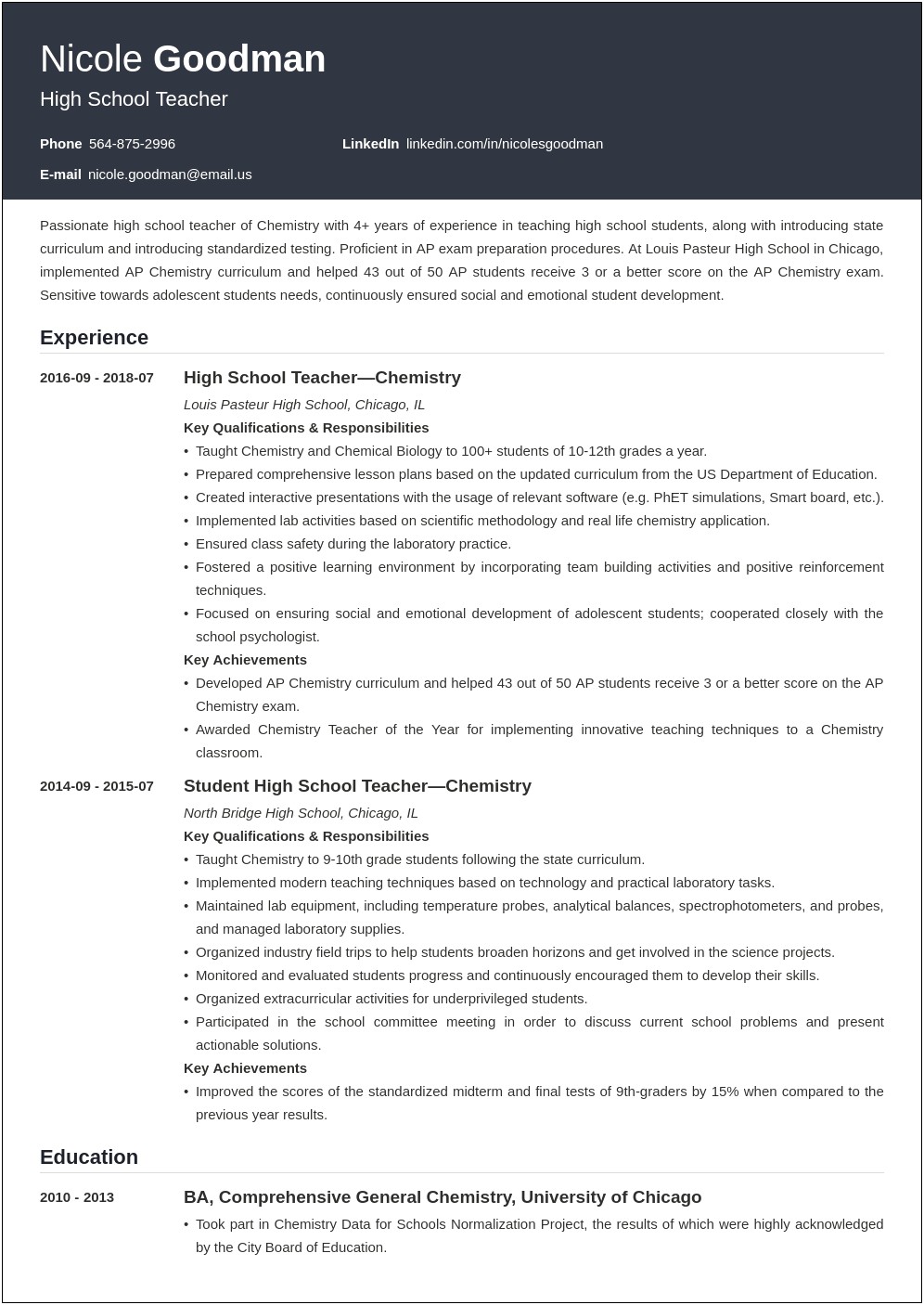 Where To Put School Project Experience On Resume