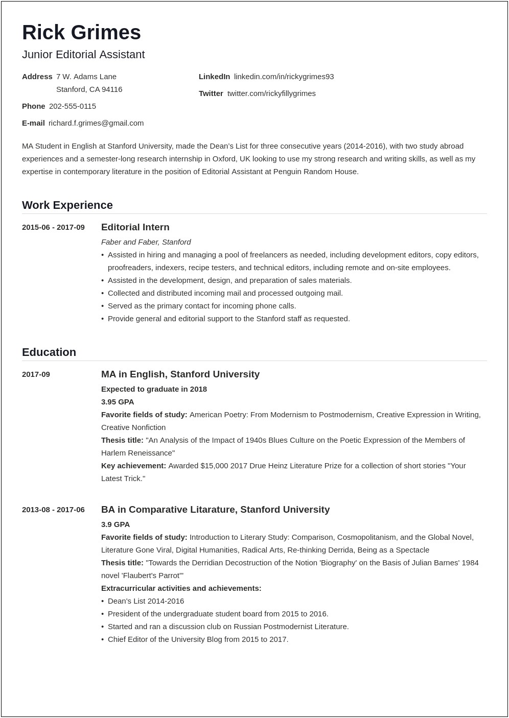 Where To Put Thesis Title In Resume Doc