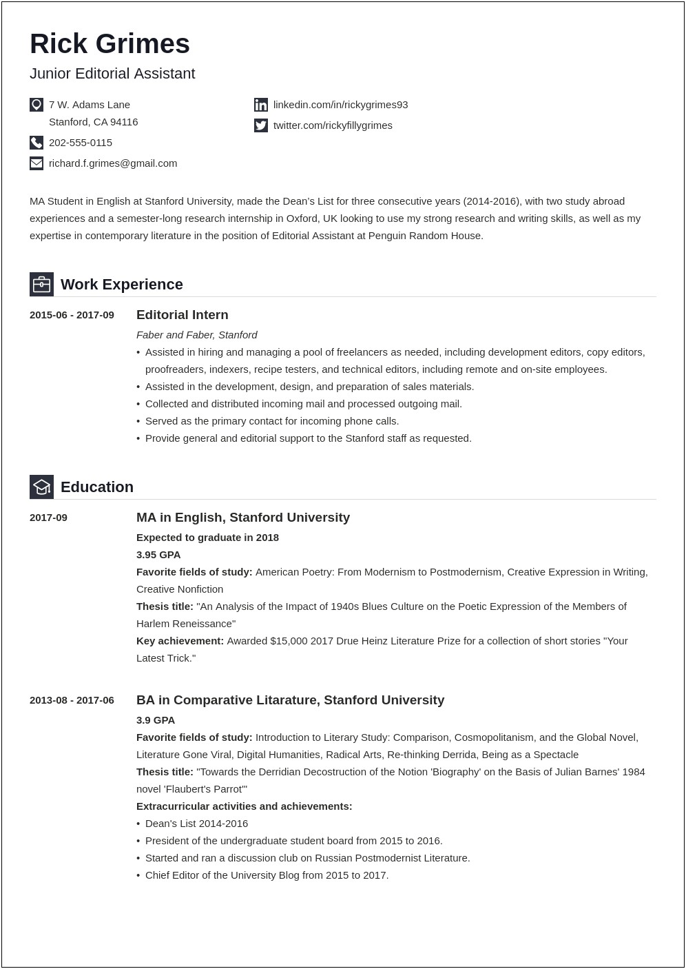 Where To Put Thesis Title In Resume