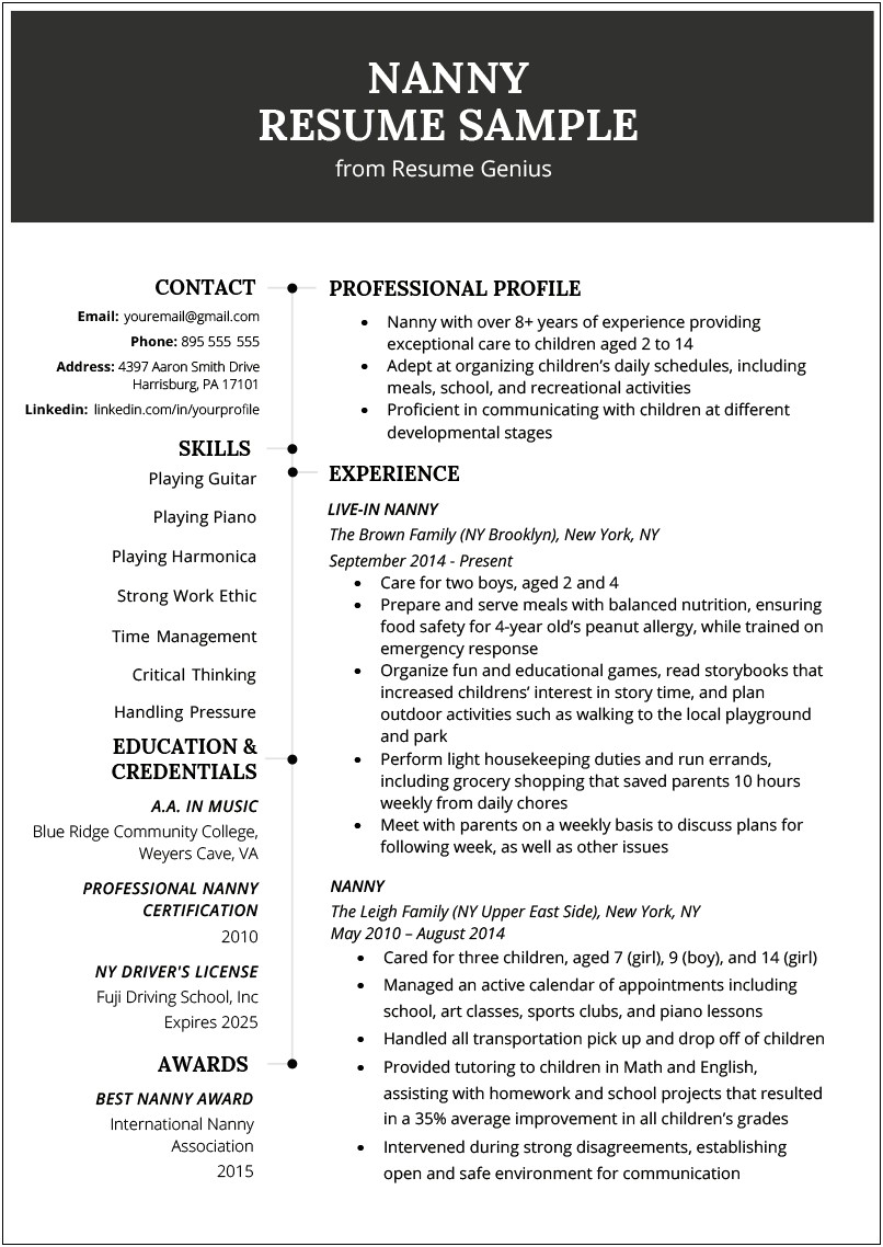 Who To Put As Employer For Babysitting Resume