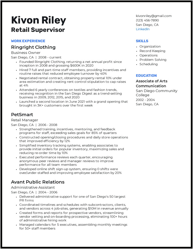 Windows And Doors Bussiness Owner Resume Sample