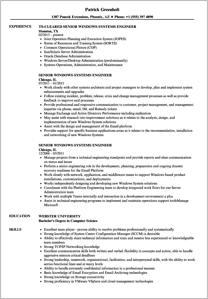 Windows Server 2008 Administrator Resume Sample