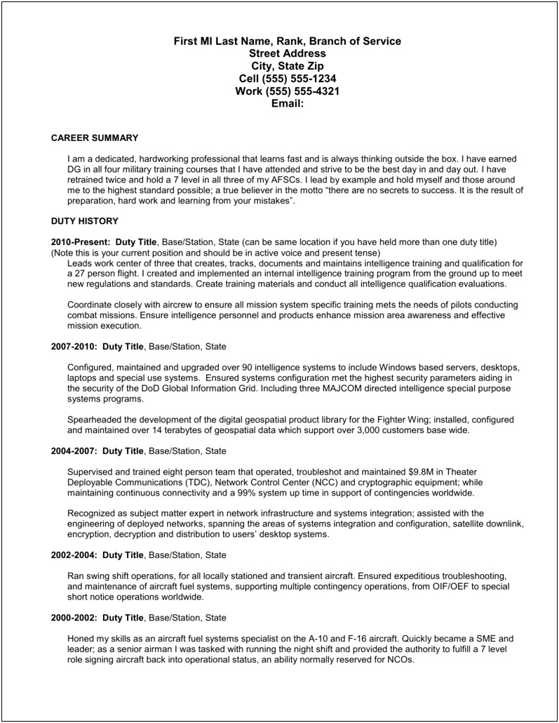 Womos 914a Allied Trades Warrant Officer Resume Sample