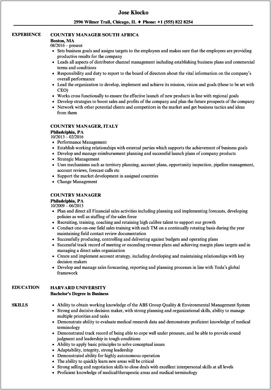 Word For Across The Country Resume