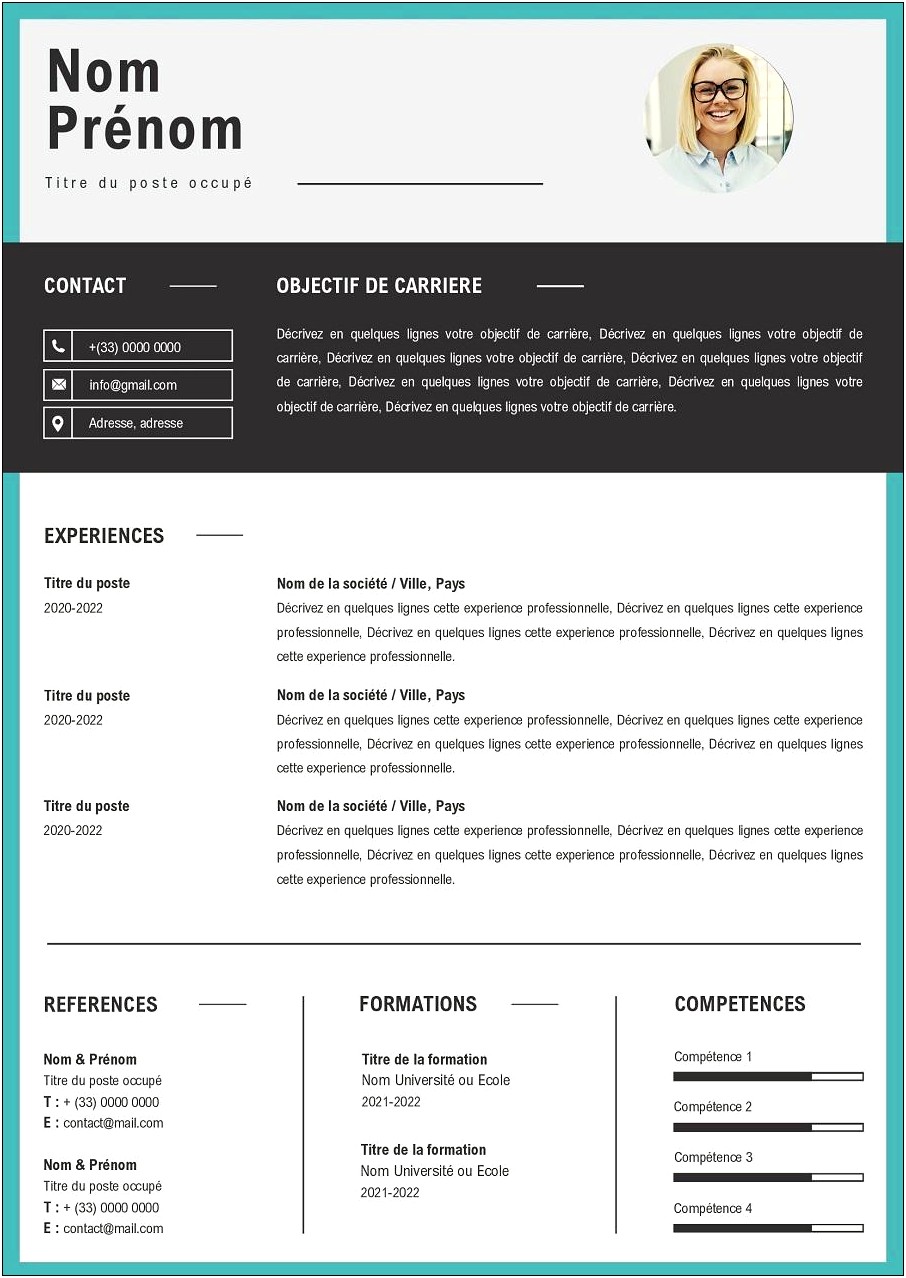 Word Resume Template Has Line On It