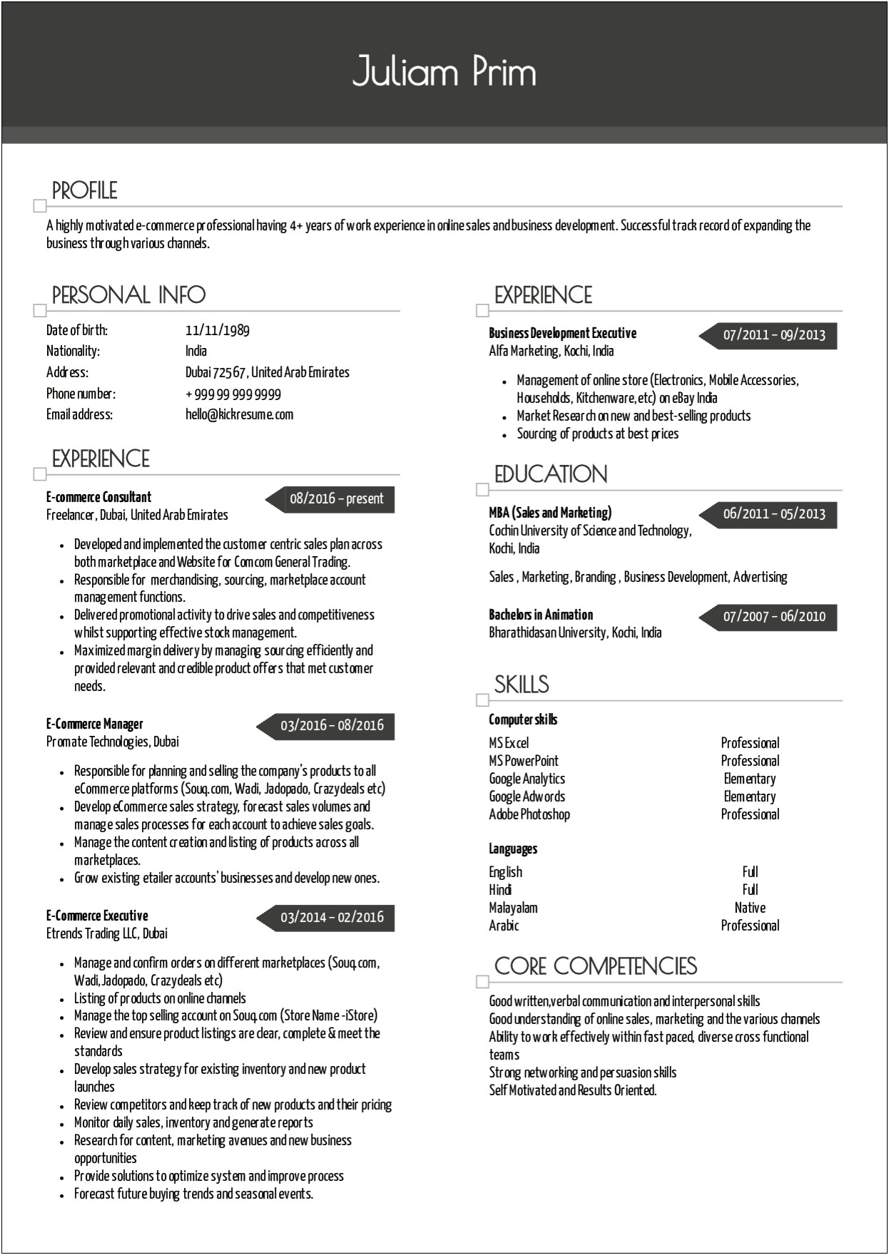 Word Use Resume Cars Or Vehicles