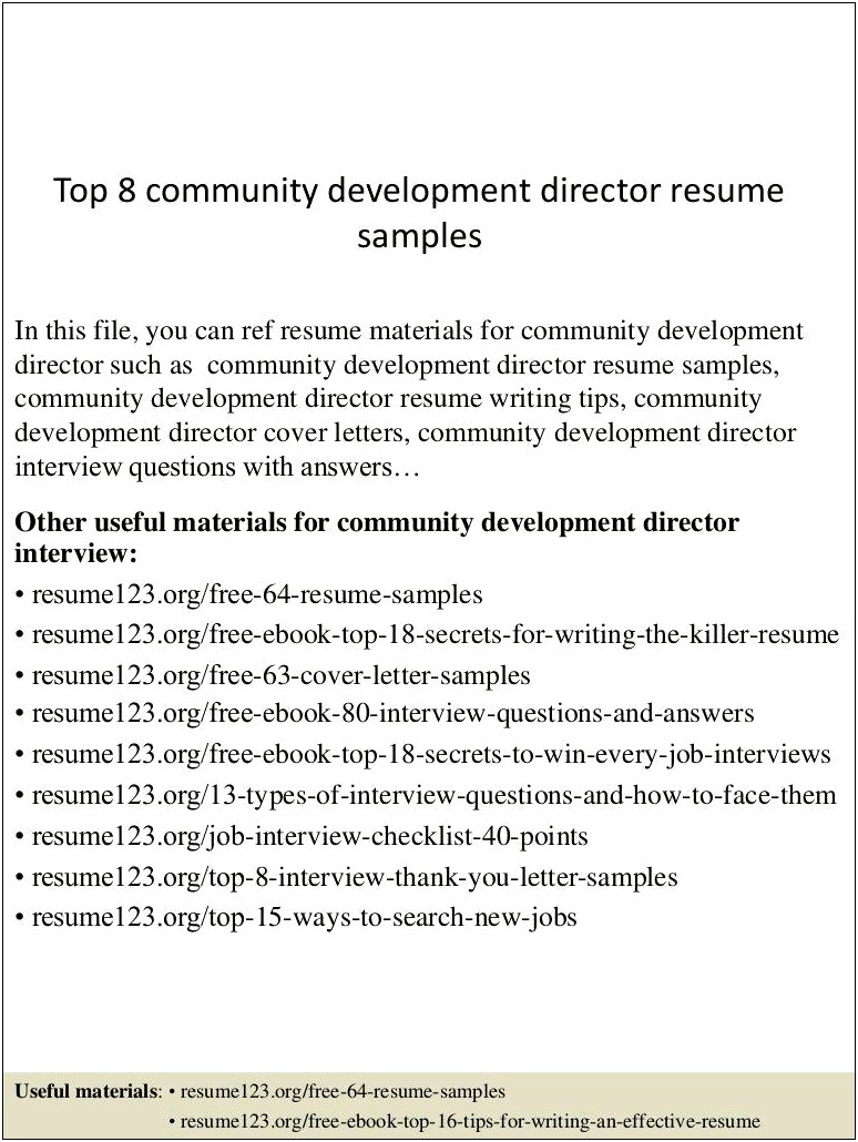 Wording In Resume Leading Community Development