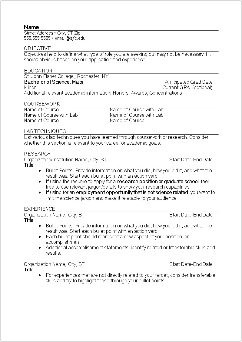 Words To Use In Laboratory Resume