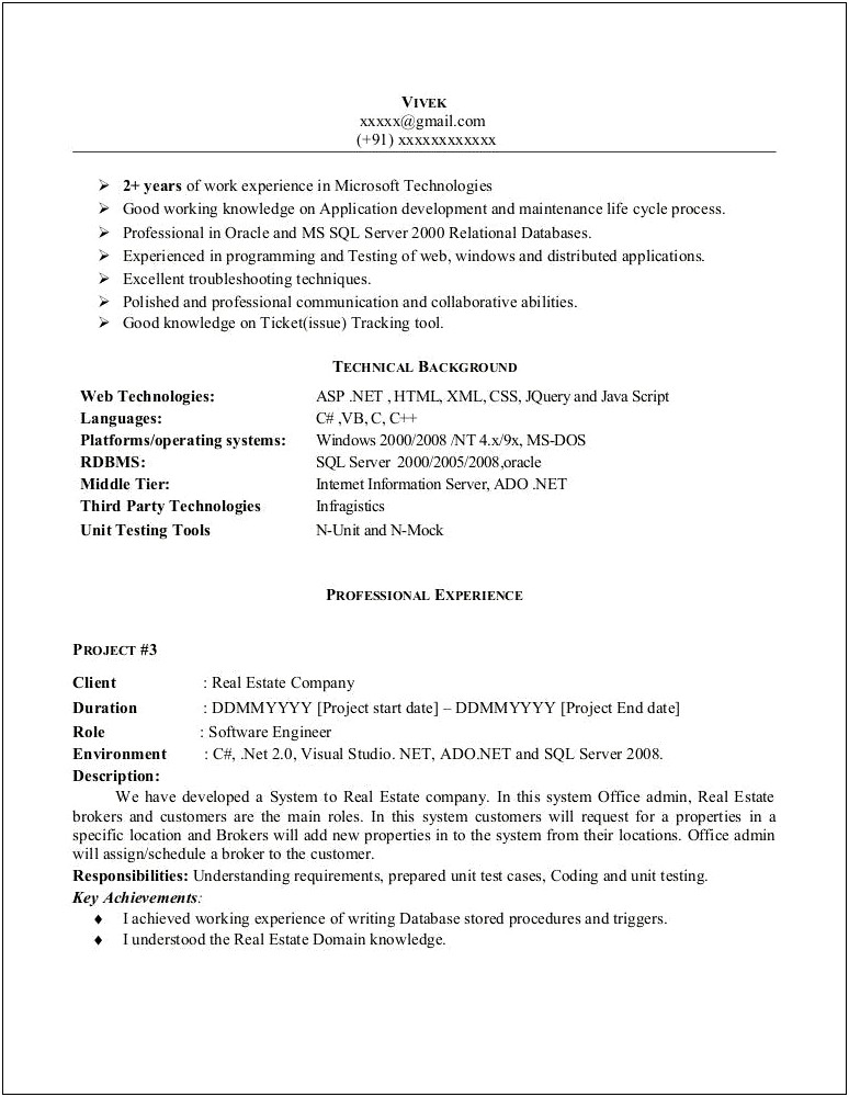 Work Experience Or Professional Experience Resume