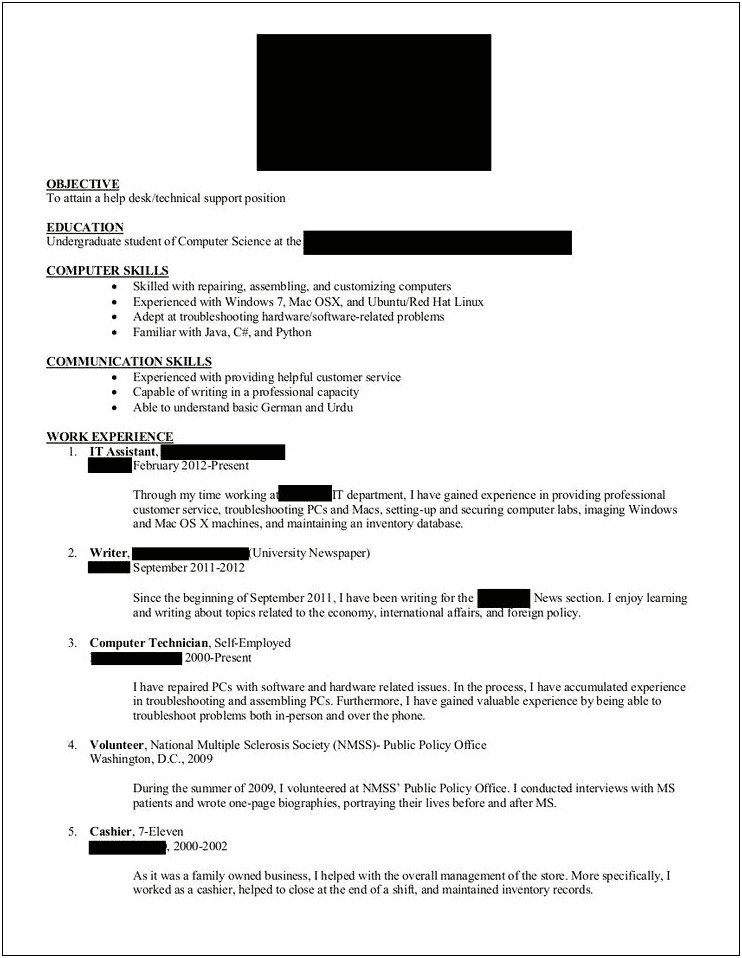 Work Experience Resume From Warehouse Reddit