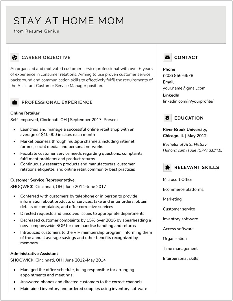Work From Home Customer Service Resume Examples