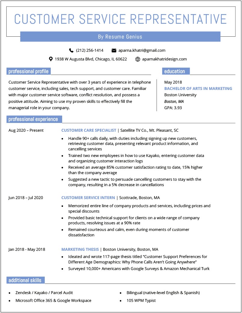 Work From Home Customer Service Resume Sample