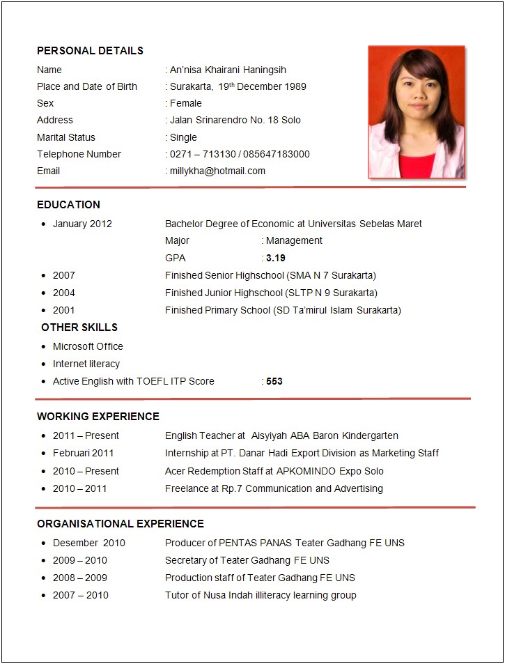 Work History Form For Someone's First Resume