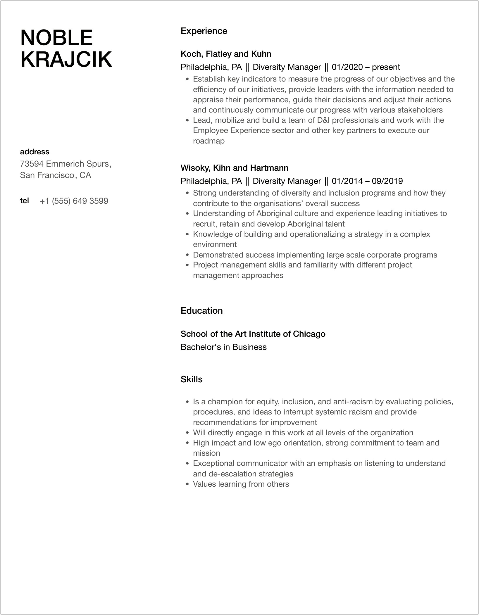 Work With Diverse People Skills Resume