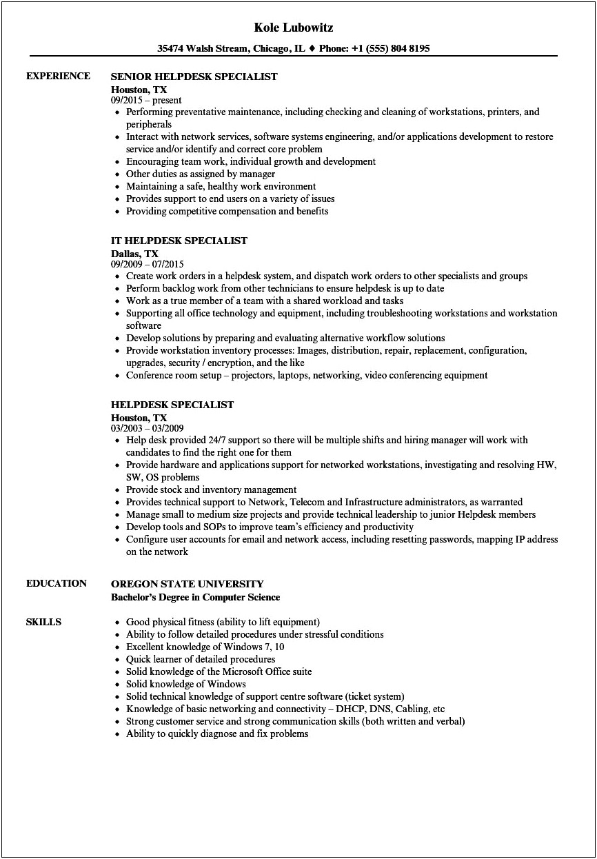 Work With Ticketing System On Resume
