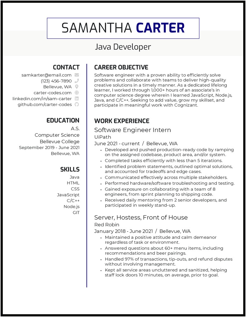Worked With Python And Java Web Applications Resume