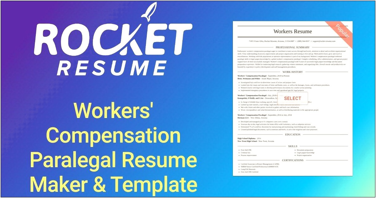 Workers Compensation Legal Assistant Resume Sample