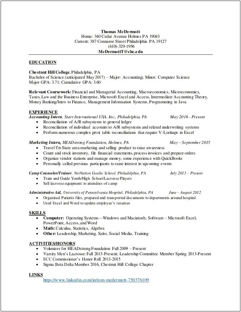 Working On Financials For Raising A Round Resume