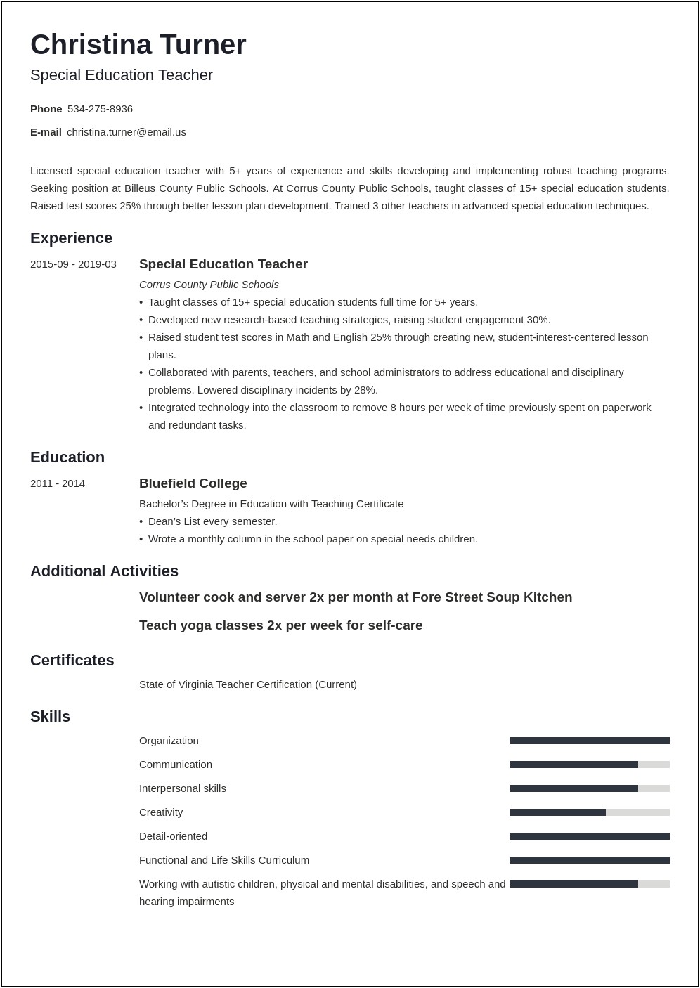 Working With Special Needs Children On A Resume