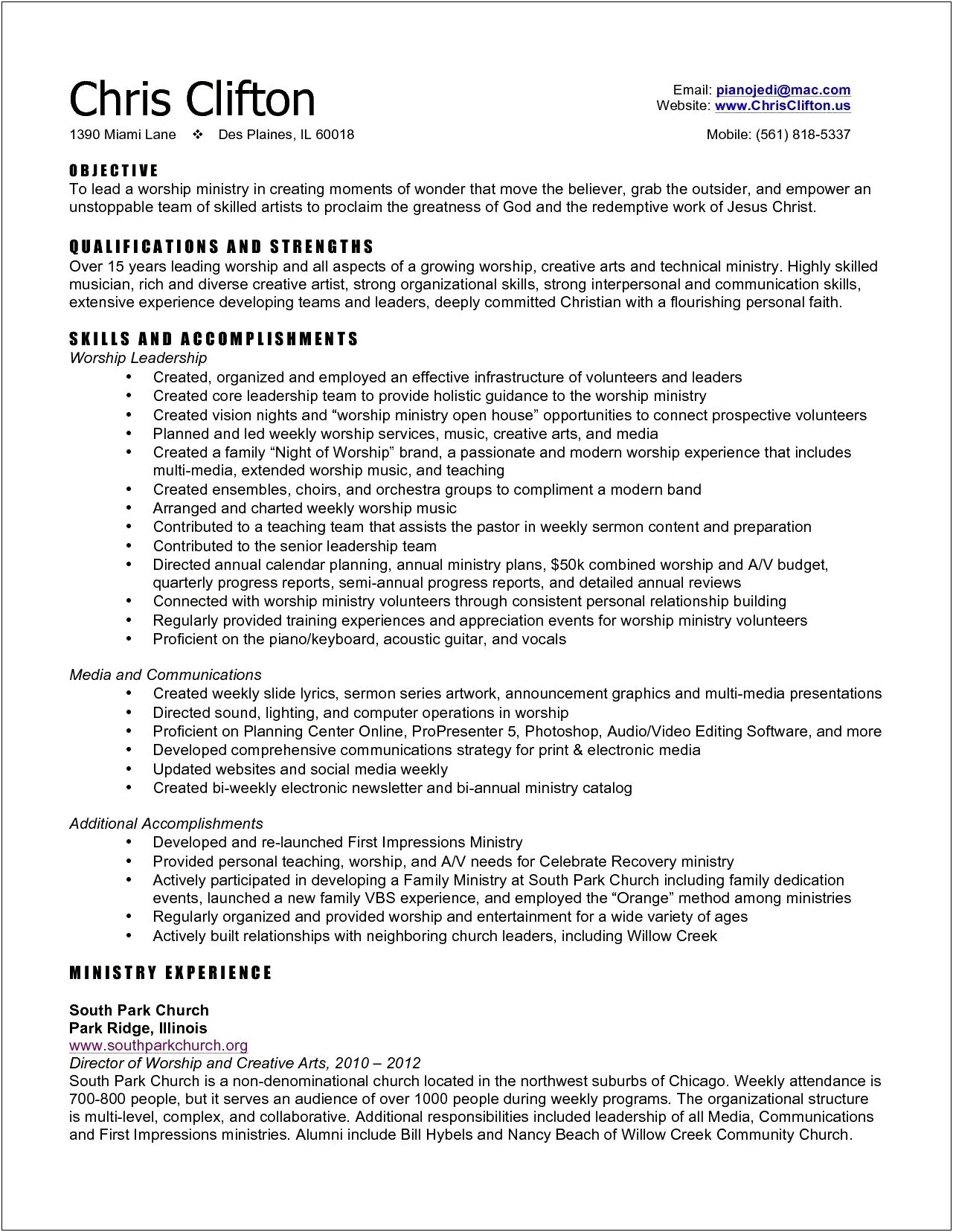 Writing A Resume For A Church Job