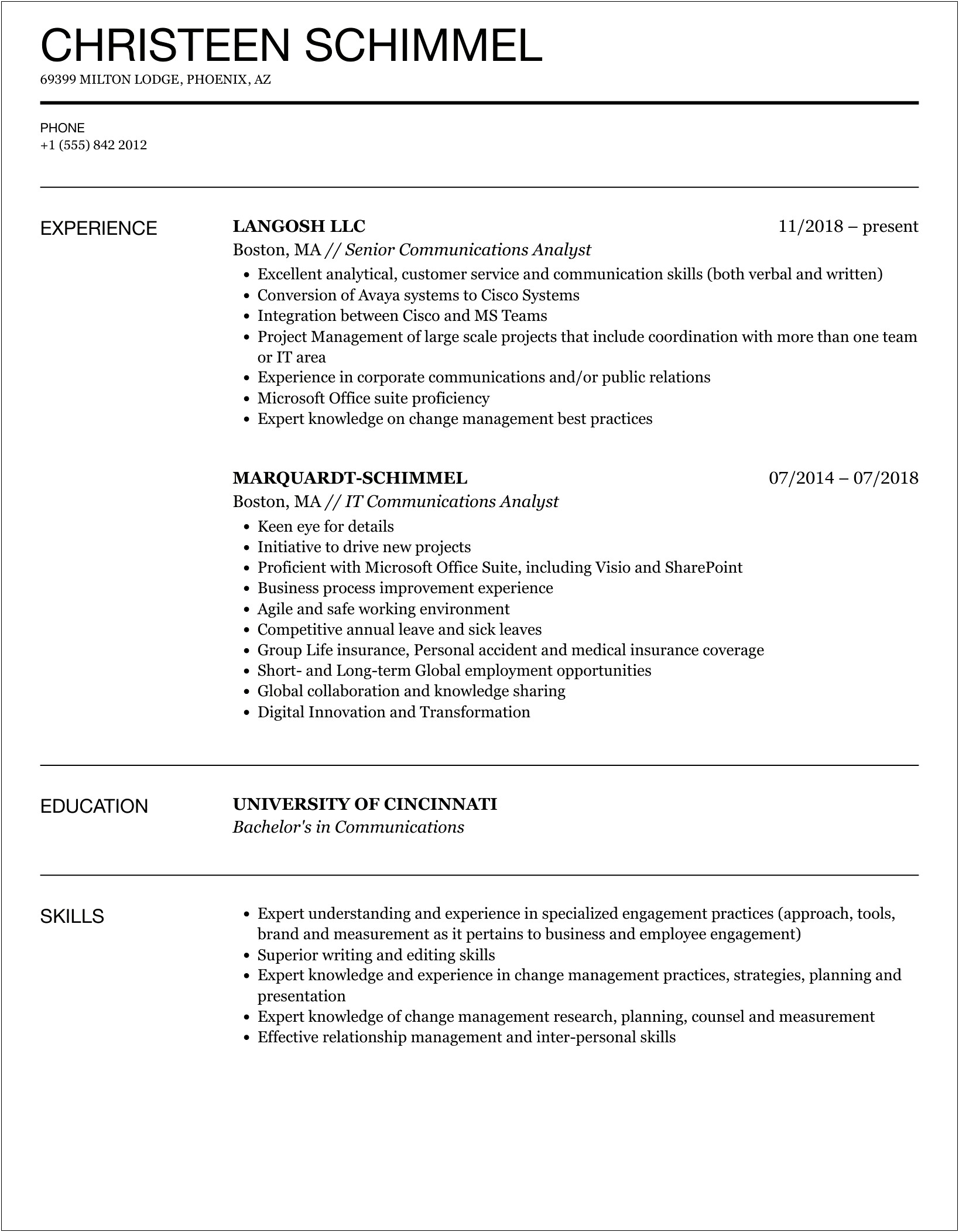 Written And Verbal Skills On Resume